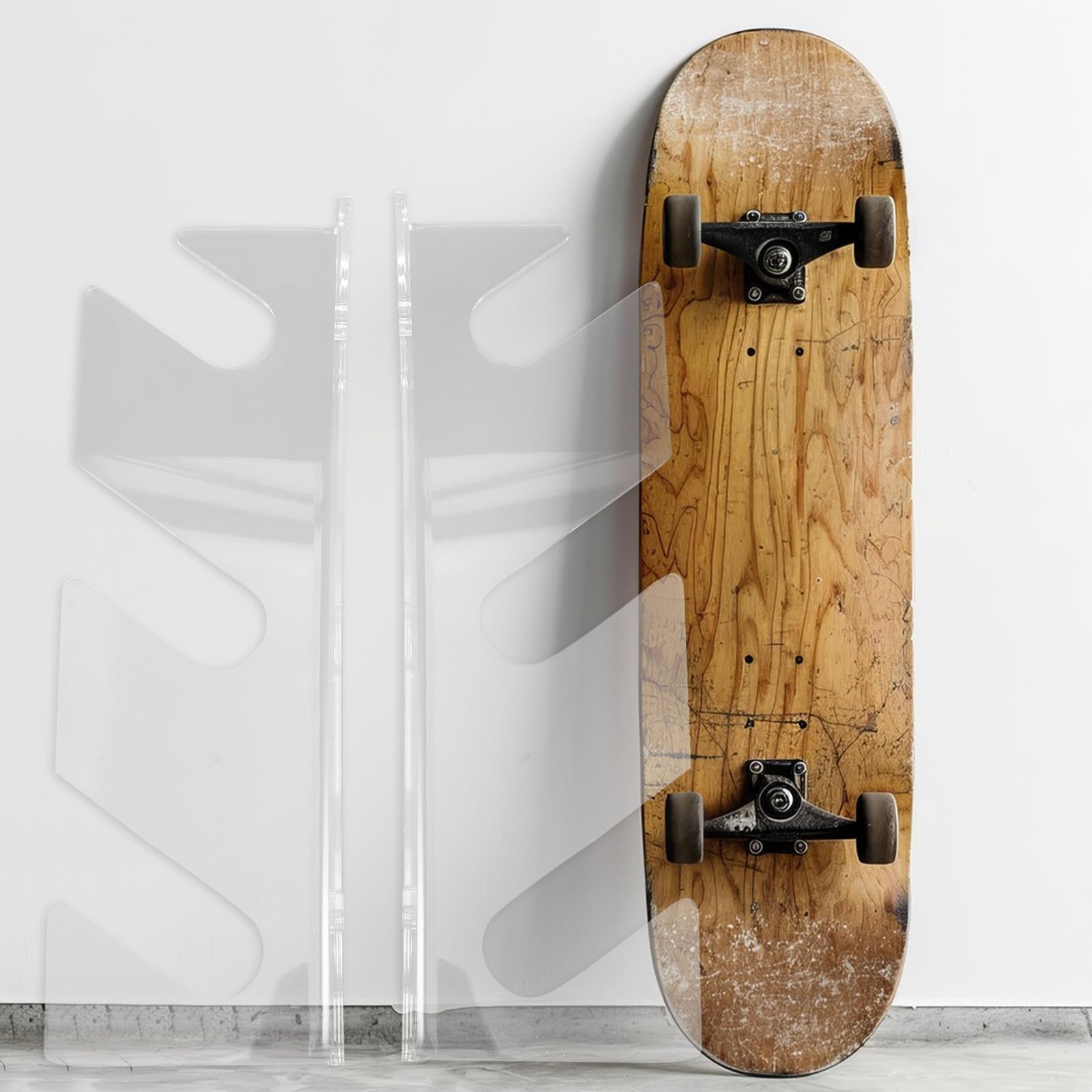 Mikinona 1 Paire de Supports muraux horizontaux pour Planches à Ski - Étagère de Rangement Murale Transparente à 3 Niveaux pour Skateboards, idéale pour l'entrée et la Salle de Loisirs