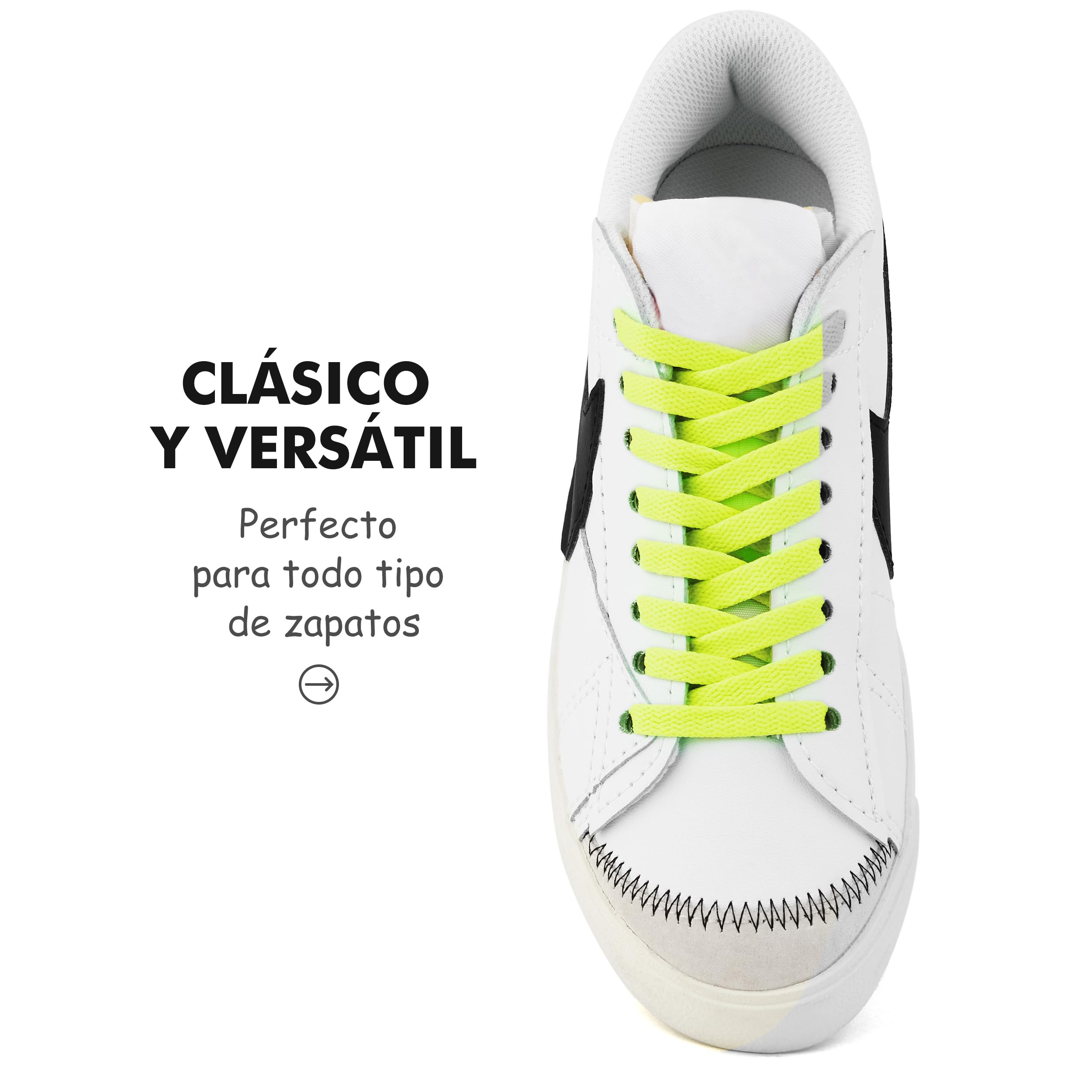 Stepace 2 Pares Cordones Planos,8mm de Ancho,Cordones Reemplazo para Zapatillas,Zapatos - 2