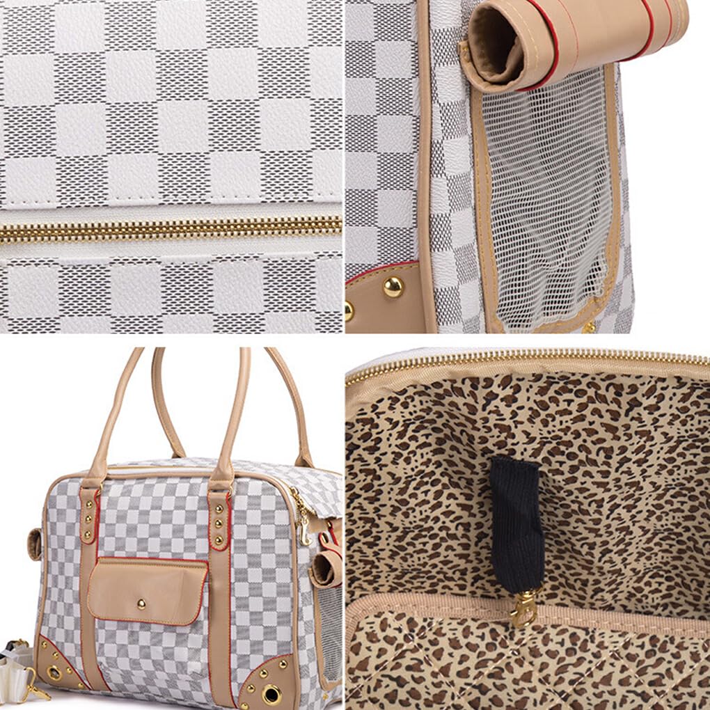 Katzentrage Handtasche, modische und praktische Tasche für Katzenbegleiter, modisches Aussehen, PU Tragetasche für Hunde und Katzen, Kaffee