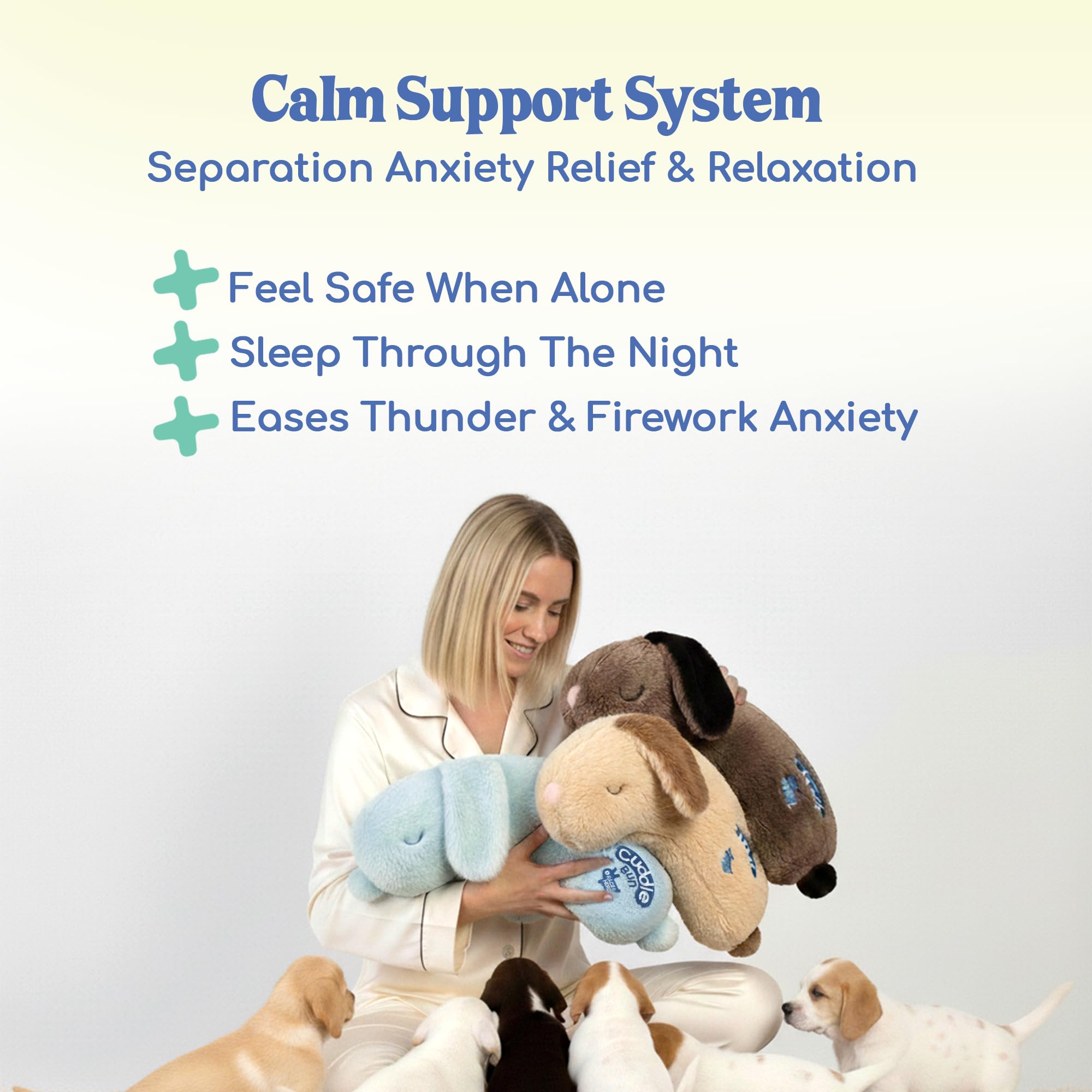 Race&Herd CuddleBun - Juguete para cachorros con latido del corazón, juguete para perros con latido del corazón, juguete imprescindible para separación, alivio de la ansiedad de mascotas, ayuda
