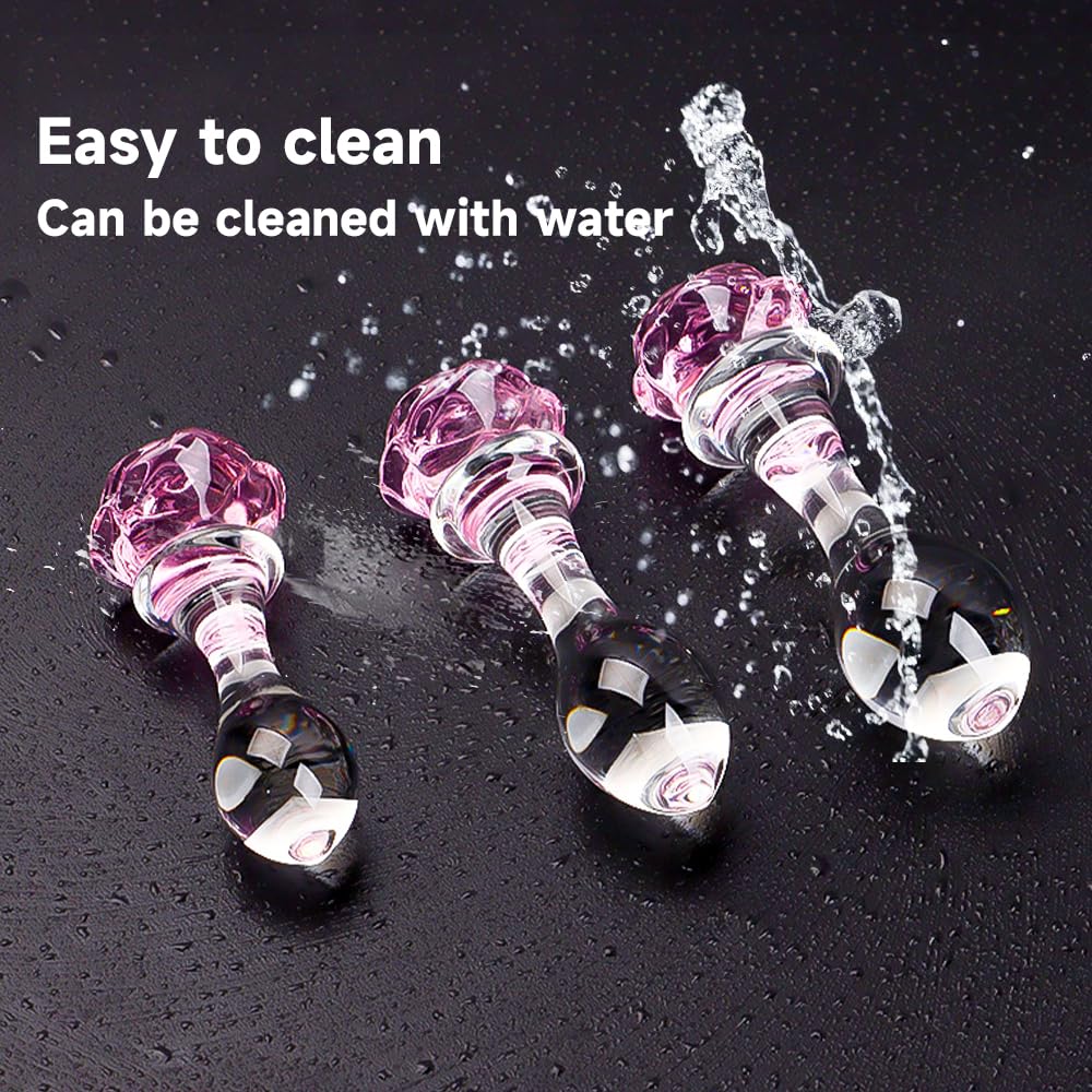 Crystal Glass Butt Plug,Mini Pink Glass Anal Plug, Anal Masturbation Plug for Men Women Gay and Couples: Transparent/Pink