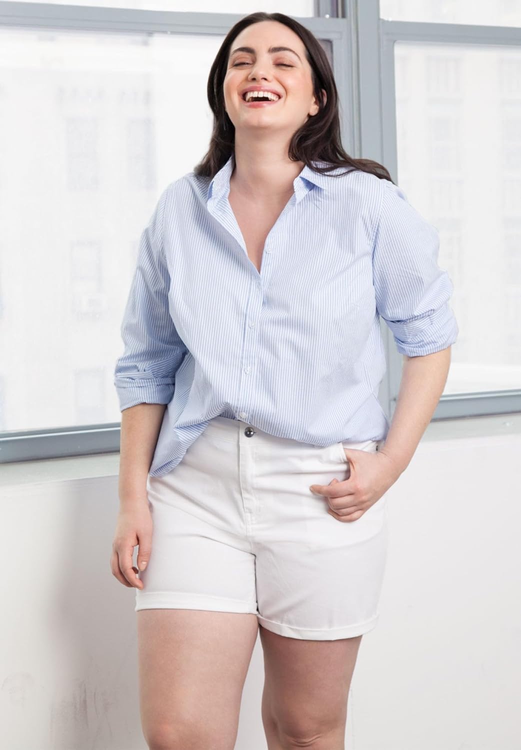 ellos Plus Size Stretch 5-Pocket Shorts