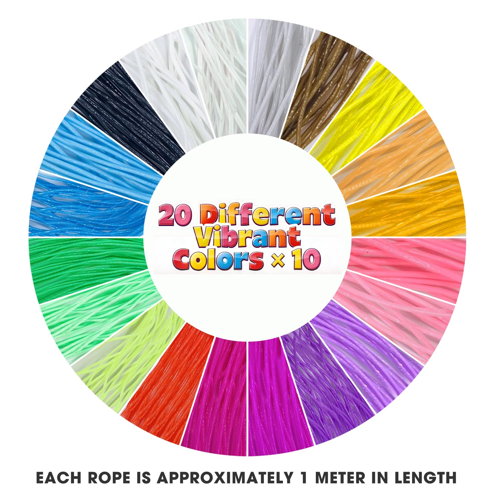 VINATO Kit Fili per Intreccio 220 Pezzi - 200 Fili Elastici per Braccialetti in 20 Colori con Portachiavi e Ganci