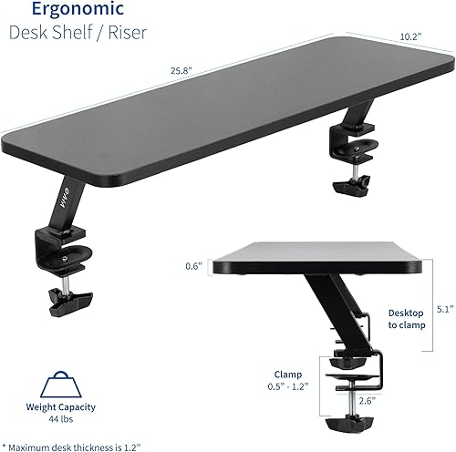 Miniatura 2 de VIVO Estante de escritorio ergonómico pequeño de 26 pulgadas, soporte elevador para monitor de computadora, organizador de escritorio con capacidad