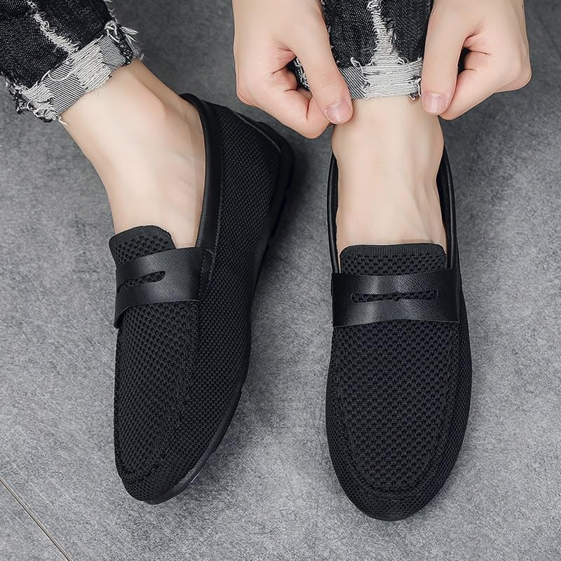 Men's Loafers Shoes Solid Color Breathable Hollowed-Out Penny Loafers Comfortable Lightweight Flexible Fashion Casual Slip-on4