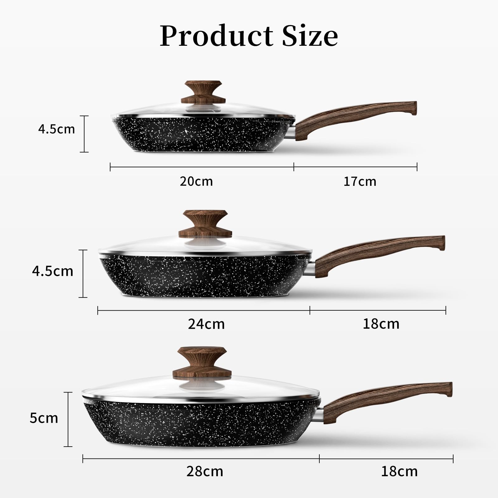 Innerwell Sartén antiadherente 24 cm, Sartenes induccion, Granito revestimiento antiadherentes Profesional, Ceramica Sartén Tortillas, sin PFOA, sin toxicos, apta Horno, Lavavajillas, Rosa — view 26