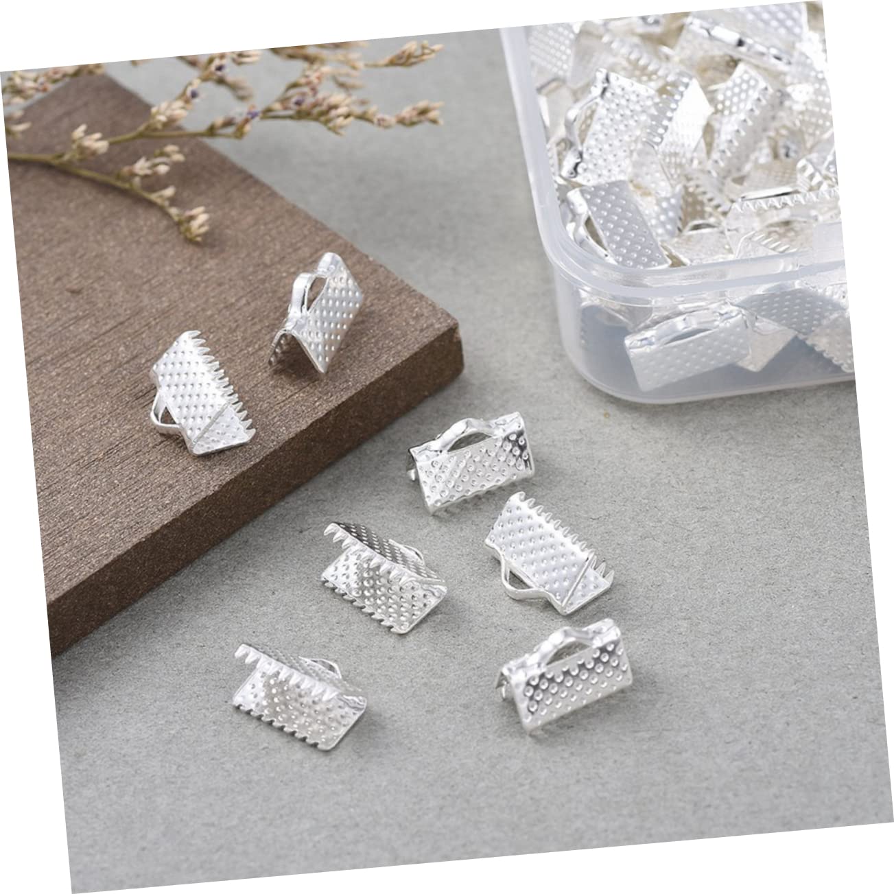 Operitacx 100pcs 10mm Buckle Clip Rope Clip Pinch Crimp Clamp Ends for Jewelry Making Bracelet Design