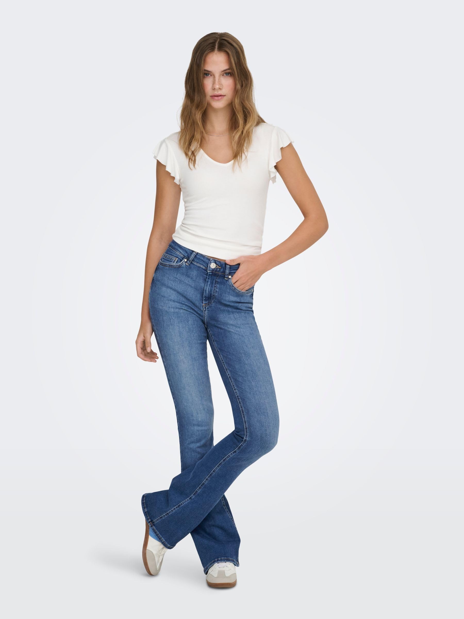 Only - Onlblush Life Mid Flared DNM Tai467 Noos, Jeans Donna