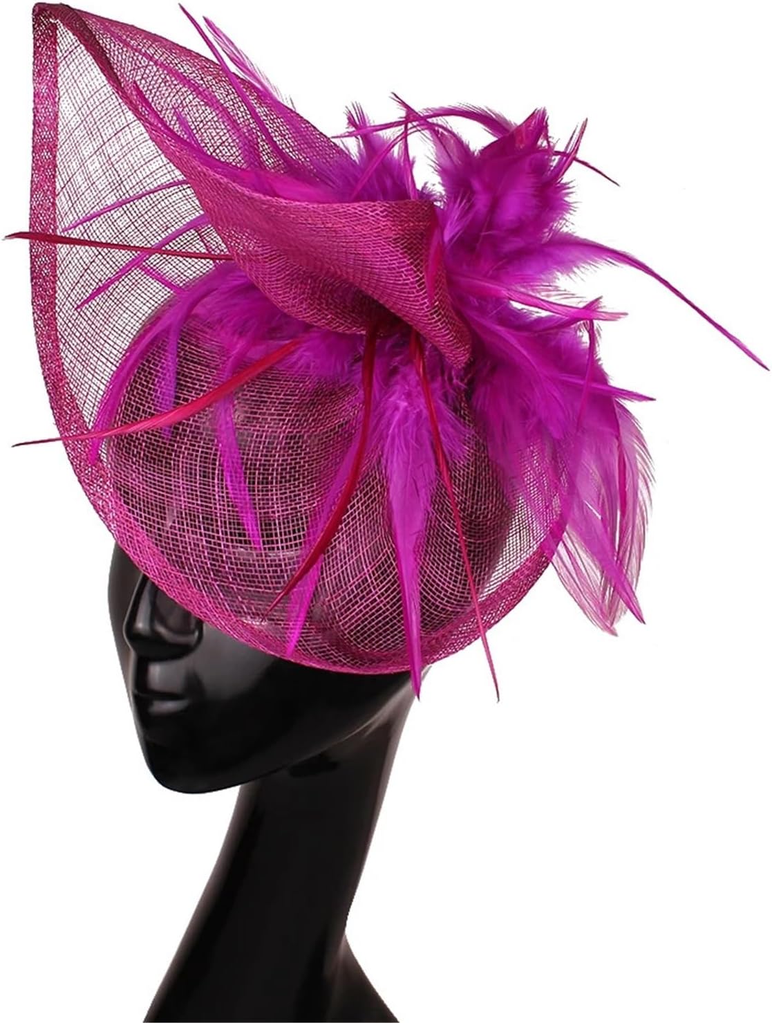 Fascinators Headband With Plump Feather Red Cocktail Hat Melbourne Cup Hair Clips for Girls and Women