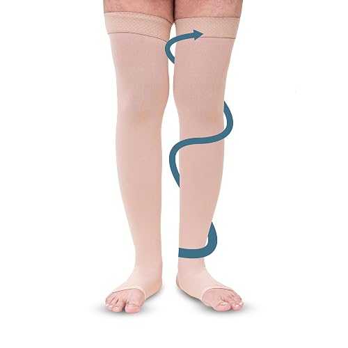 Sorgen Class II Medical Compression Stockings for Varicose Veins | Class 2 Thigh Length | Class II Compression Socks | Varicose veins stockings for Men and Women 23-32 mm Hg (XXL)