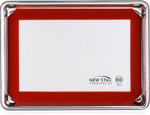Miniatura 10 de New Star Foodservice 38453 - Juego de sartenes de aluminio de calibre 18 y alfombrilla de silicona para hornear, 18 pulgadas de largo x 26 pulgadas