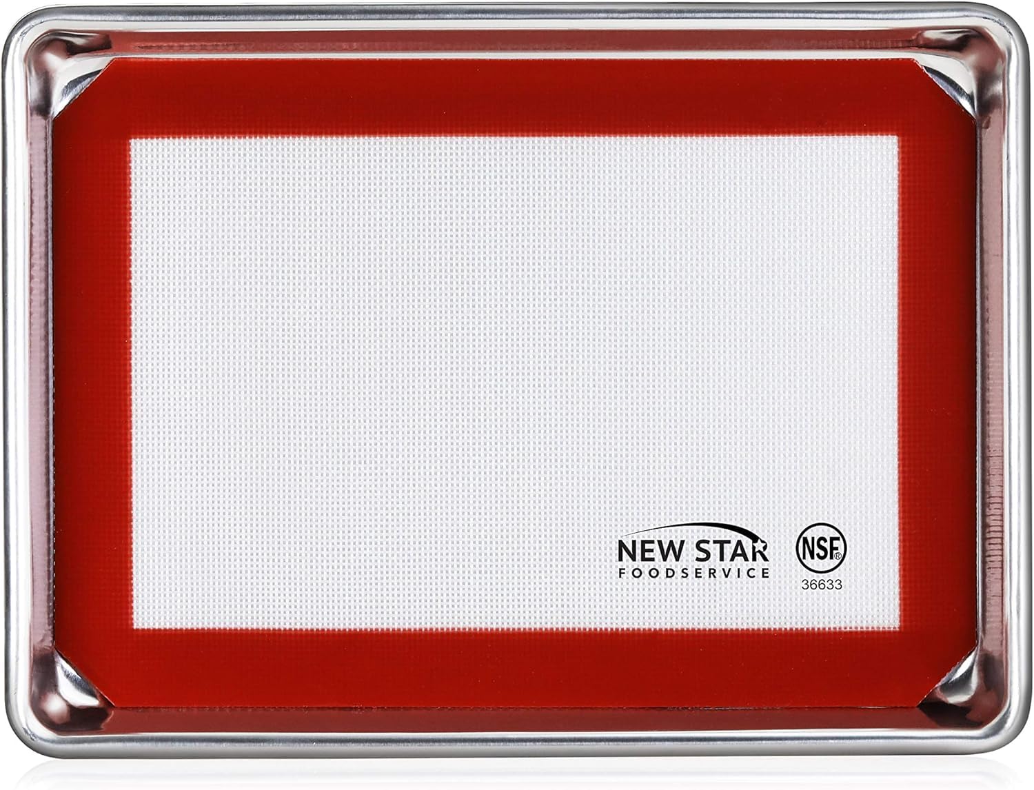 New Star Foodservice Commercial 18-Gauge Aluminum Sheet Pan & Silicone Baking Mat Set, 9 x 13 inch (Quarter Size)