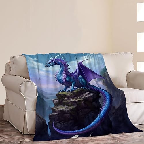 Miniatura 2 de Manta y mantas de dragón morado, regalos para amantes del dragón, mantas espaciales de dragón, decoración de dragón, suave y acogedora, manta de