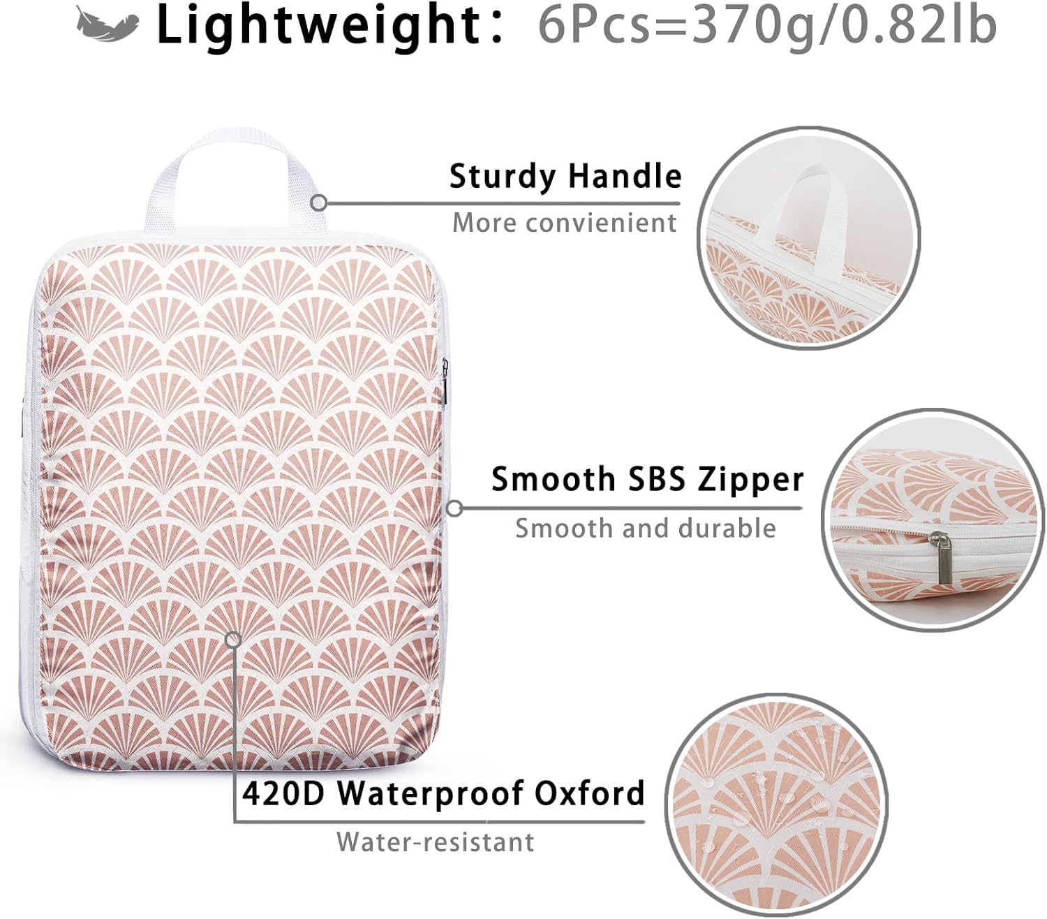 6 Pcs Compression Packing Cubes, Packing Cubes for Travel, Waterproof Luggage Organizer Bags Set, Cute Packaging Cubes for Women Kids Backpack Carry-Ons - Image 6
