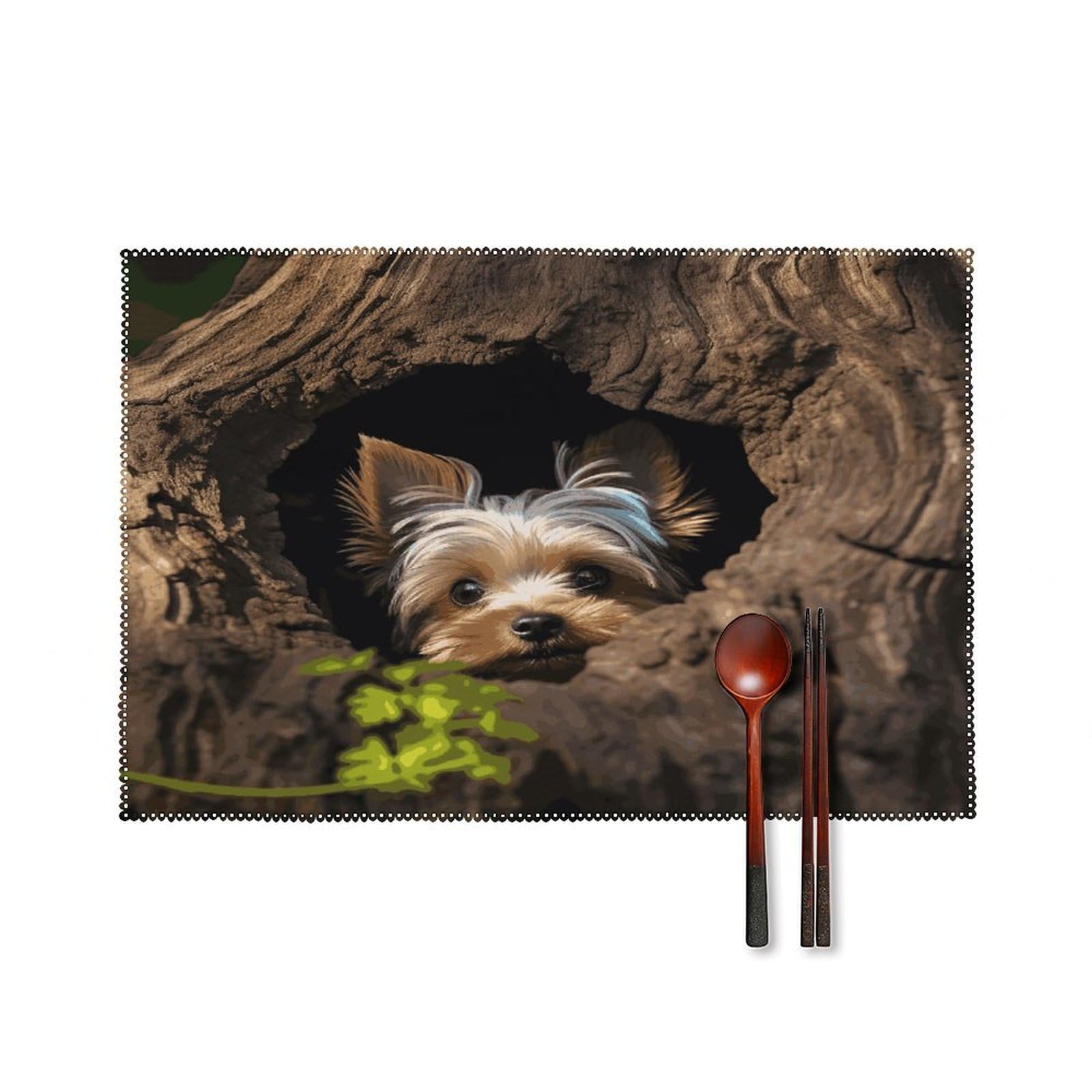 Fodpand Style Tree Hole Yorkie Placemats Set Of 4 Place Mats Table Mats