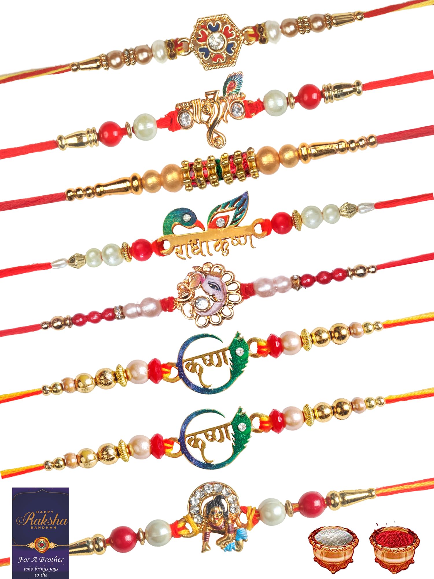 De Marquis Presents Multicolour Rakhi Combo Set with Roli Chawal Rakhi Bracelet Set for Men -Combo of 8 (B0CFSFTDM2) Amazon Price History, Amazon Price Tracker