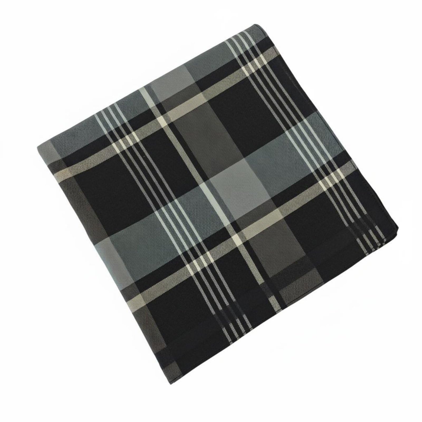 Merishopp Absorbent Plaid Cotton Handkerchief Soft Feel Classic Patterned Handkerchief Breathable Checkered Hankie Versatile for Gentlemen, Formal Events, Wedding, Black, 1 Pack-picture-4