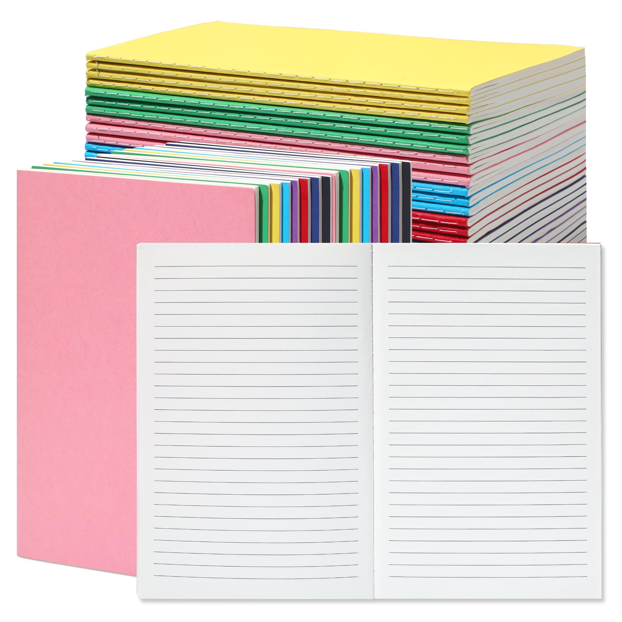 48 cuadernos coloridos con rayas A5, 8.3 x 5.5 pulgadas, diarios pequeños A5 a granel para viajeros, 60 páginas/30 hojas, cuadernos de asignaturas con rayas universitarias, 80 GMS para adultos, niños,