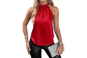 Tops de Mujer Blusa Satinada Sin Mangas Cuello Halter Para Oficina