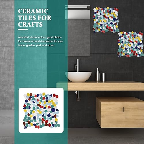 Miniatura 3 de Azulejos de mosaico de cerámica para manualidades a granel, azulejos de mosaico verde de varios tamaños y formas, azulejos de porcelana rotos