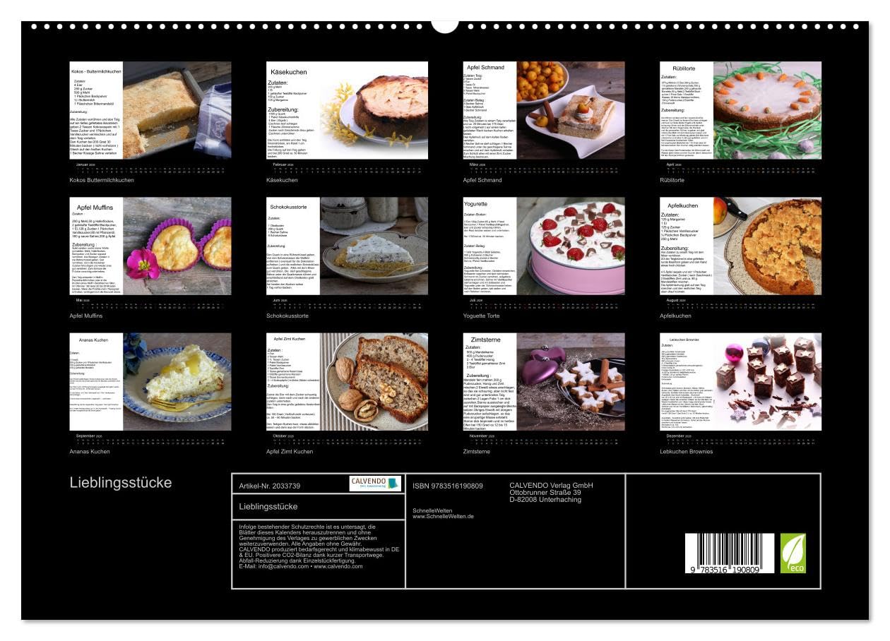 Lieblingsstücke (hochwertiger Premium Wandkalender 2026 DIN A2 quer), Kunstdruck in Hochglanz: Rezeptkalender (CALVENDO Lifestyle)