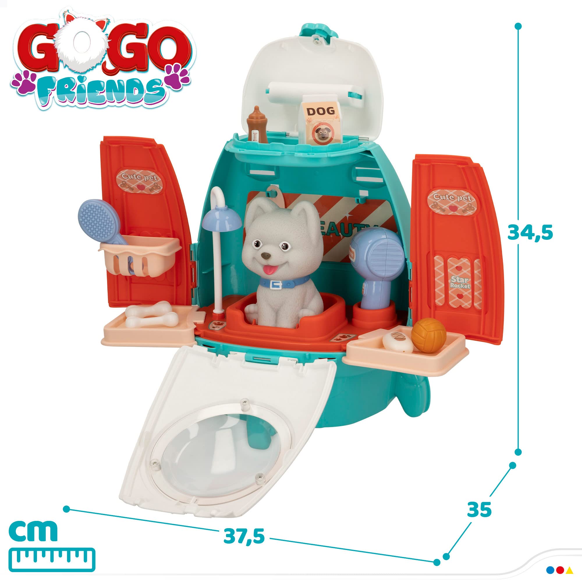 COLORBABY 49704 Plecak fryzjerski dla psów 2 w 1 ze zwierzakiem / walizka weterynaryjna / zestaw weterynaryjny, zestaw weterynaryjny / salon piękności dla psów