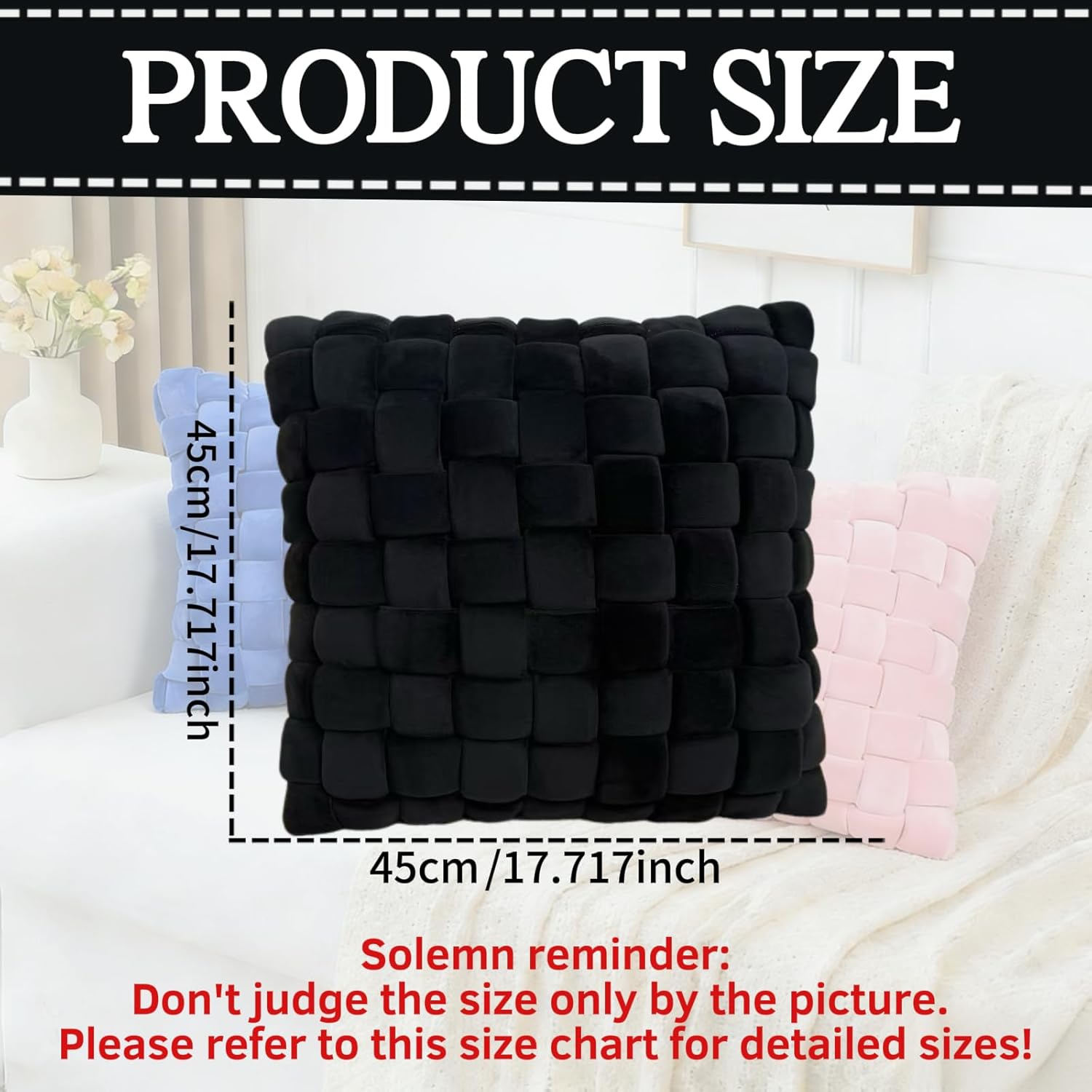 Knot Pillow Decorative Throw Pillows for Couch Aesthetic Home Decor Round Accent Cushion Sofa Living Room Bedroom Cute Decor (Black)