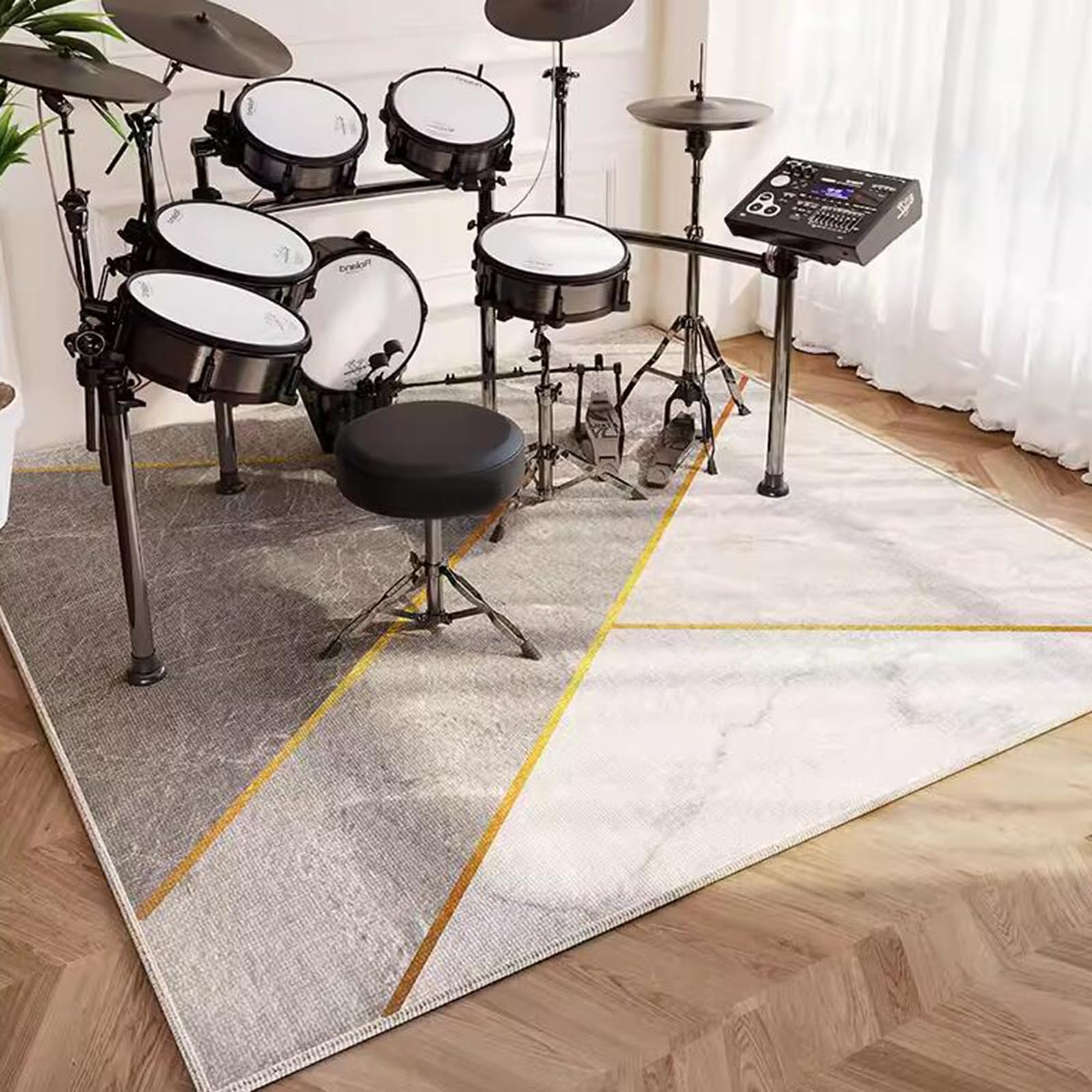 Tappeto Fonoassorbente Batteria, Tappeti Rettangolari Antiscivolo, Tappetino Insonorizzato Antiscivolo per Grancassa Rullante Tamburo Jazz Tappetini(Size:140×160cm,Color:D)