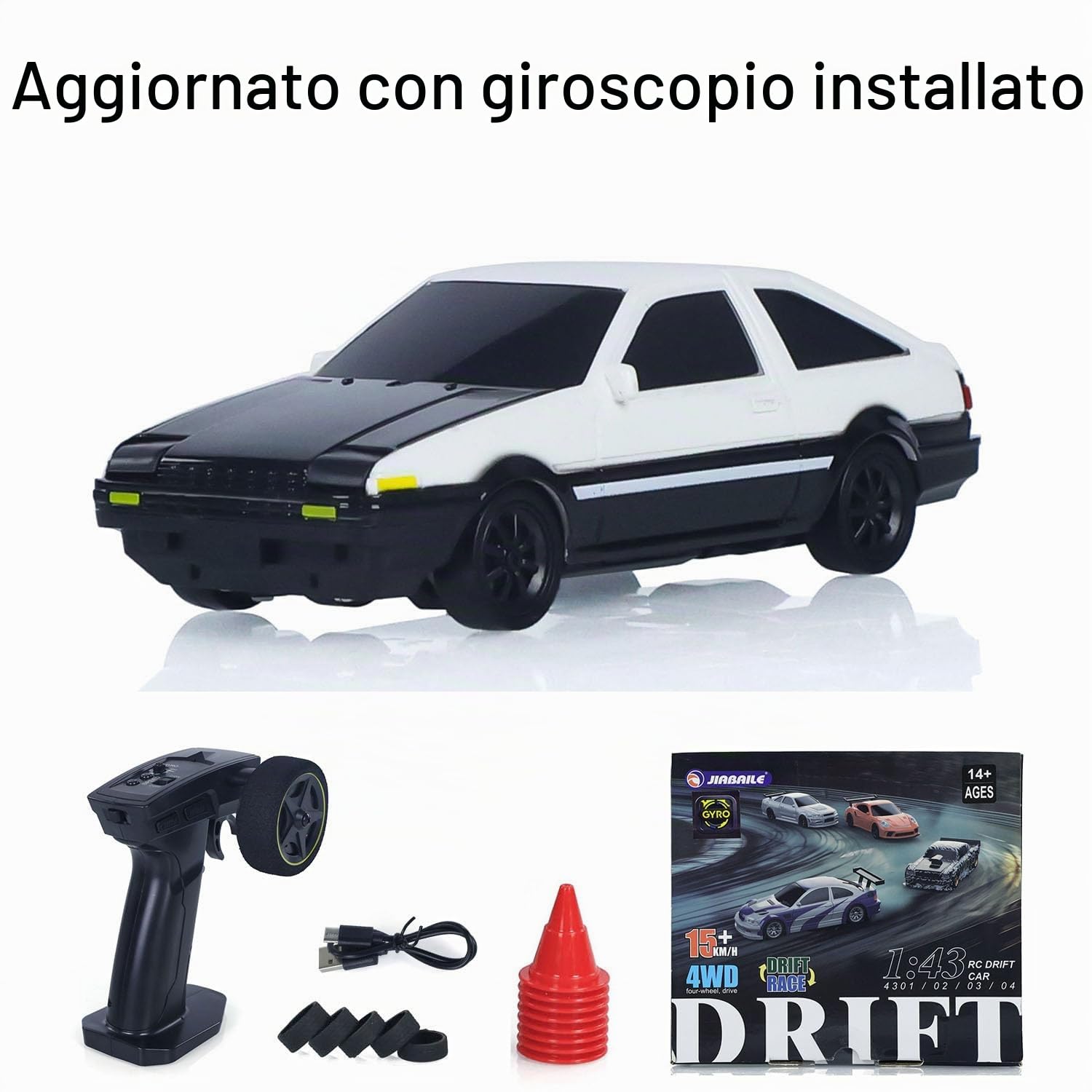 1/43 auto da corsa ad alta velocità 2,4 GHz AE8 con 6 giroscopi RC Drift veicolo 4WD RTR