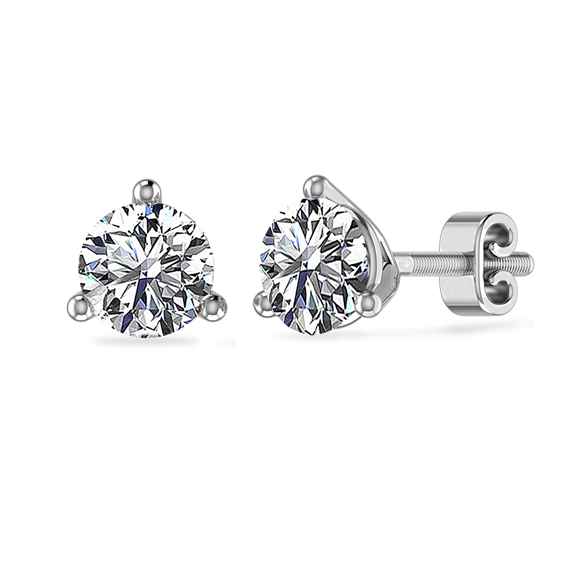 Inspereza 1/4 to 1.0ct TW Martini Round Lab Grown Diamond Solitaire Stud Earrings in 18kt Gold. Certified (G Color, SI Clarity)