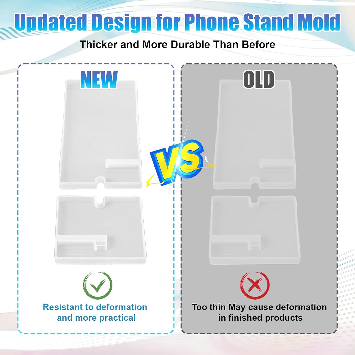 2 pcs Mobile Phone Stand Silicone Resin Mold, Cell Phone Stand Epoxy Resin Moulds for DIY Craft