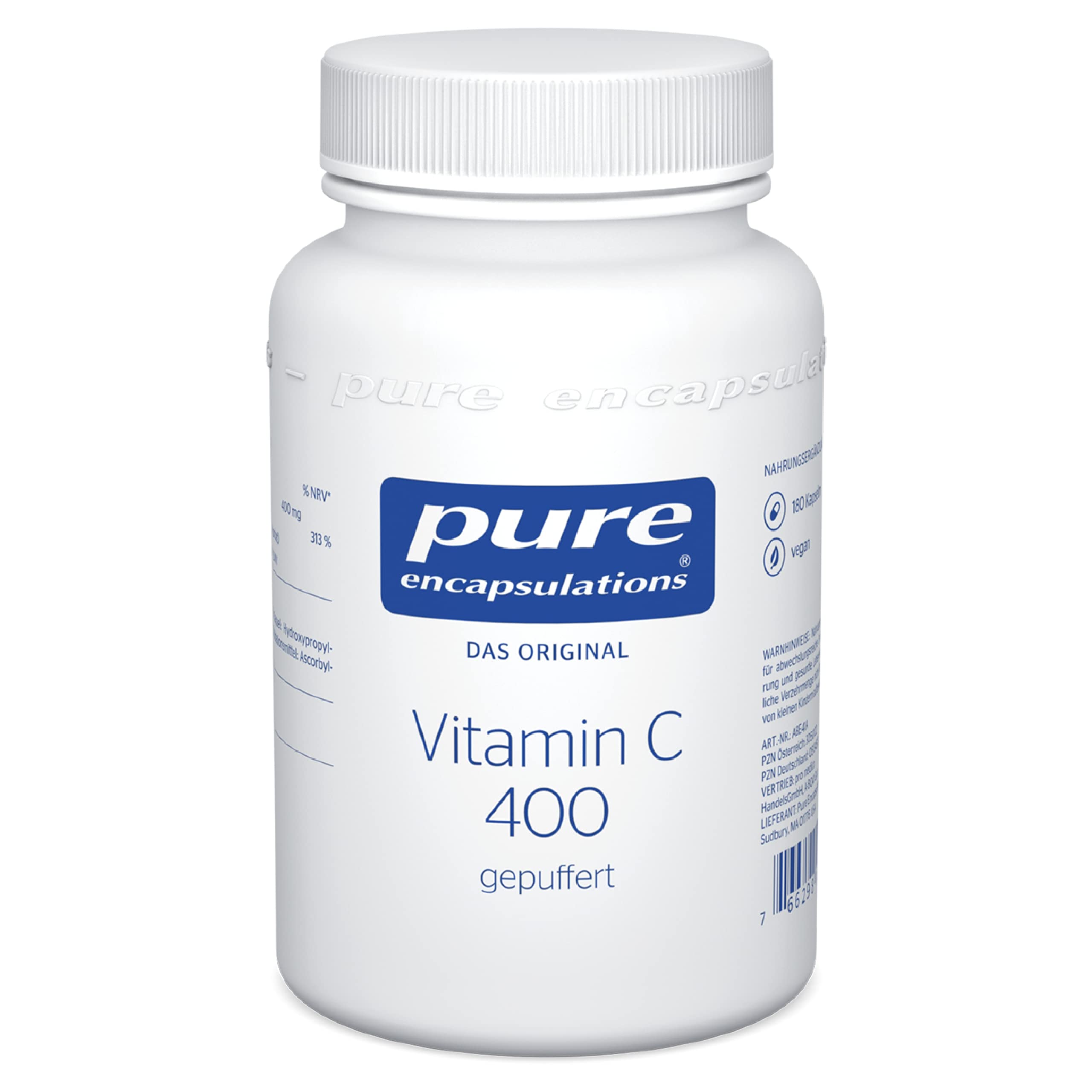 Pure Encapsulations Vitamin C gepuffert (400mg) | Für ein starkes Immunsystem | 180 magenschonende Kapseln (6 Monate) | Schutz vor oxidativem Stress, Unterstützung der Kollagensynthese (Haut)