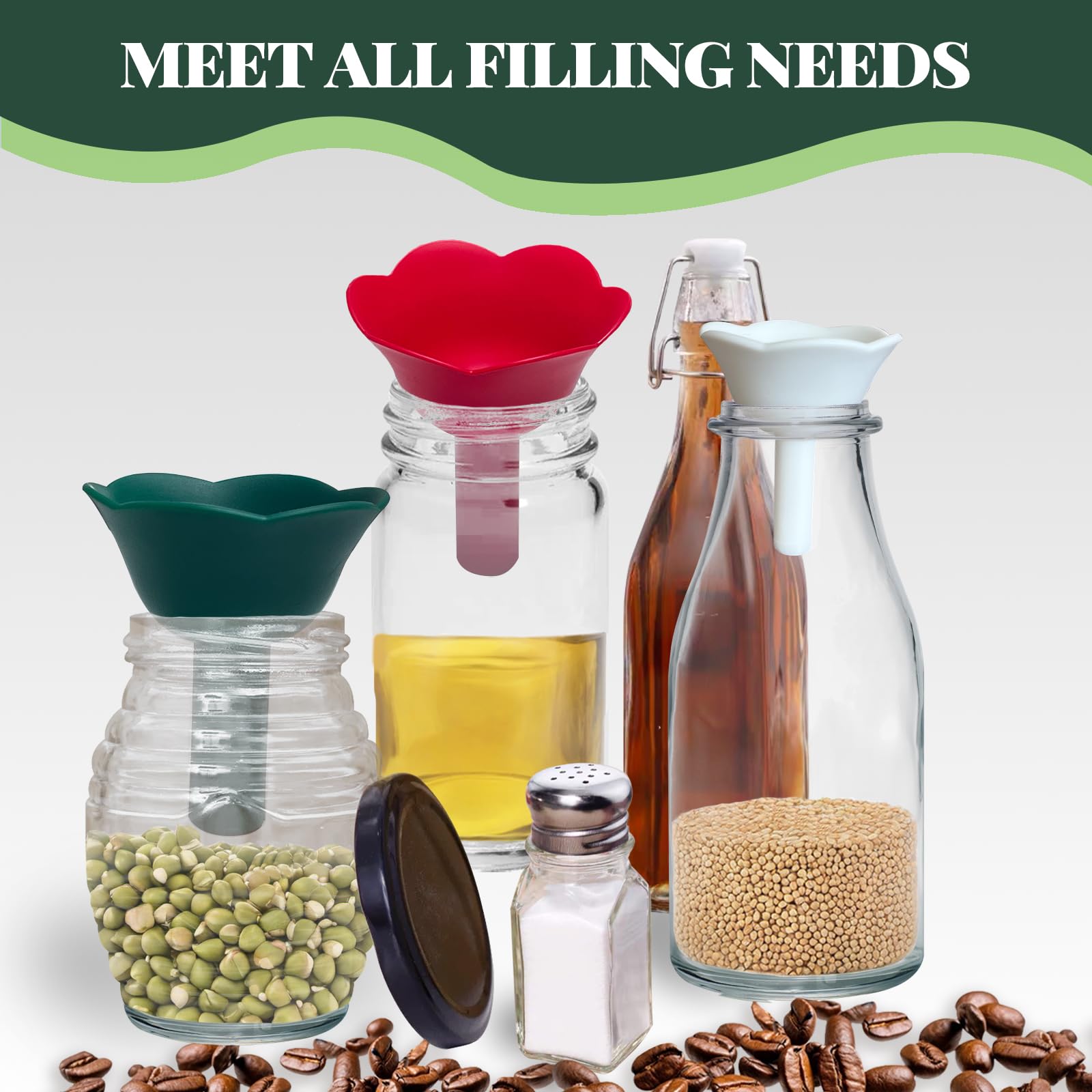 3 Sizes Foldable Silicone Funnel Set - Christmas Tree Kitchen Funnel Set, Food & Dishwasher Safe, For Wine, Oil & Various Liquids