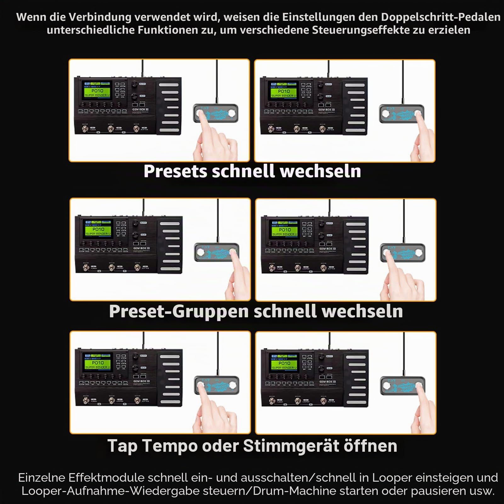Btuty Dual Footswitch Pedal Momentary, Fußschalter - A B Kanal Fußschalter 6.35mm TRS Stereo-Eingang Plug and Play für umfassende Effekt-Controller-Steuerung Effektpedale