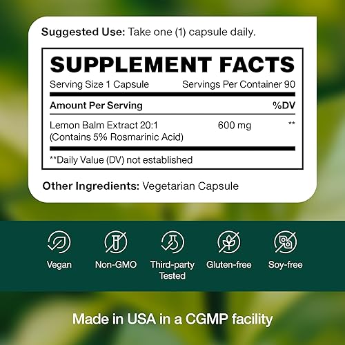 Miniatura 7 de Fresh Nutrition Cápsulas de extracto de bálsamo de limón.