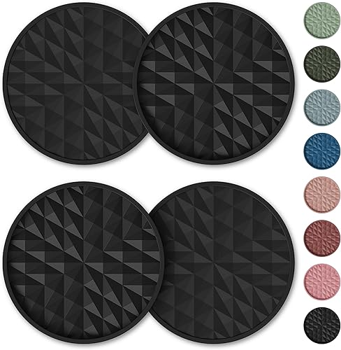 Posavasos de silicona para automóvil (paquete de 4) alfombrillas universales antideslizantes de 2.75 pulgadas, accesorios integrados para el