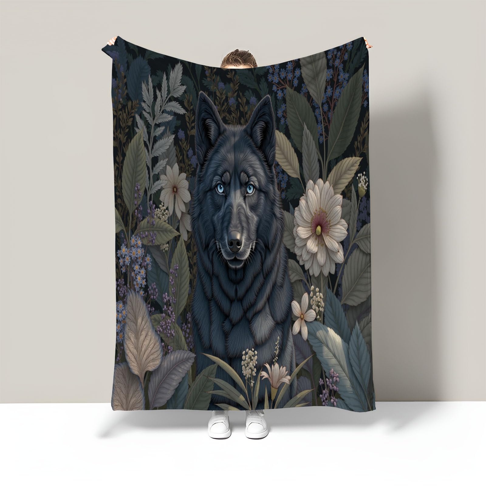 Couverture en flanelle microfibre haut de gamme plaid loup doux toutes saisons
