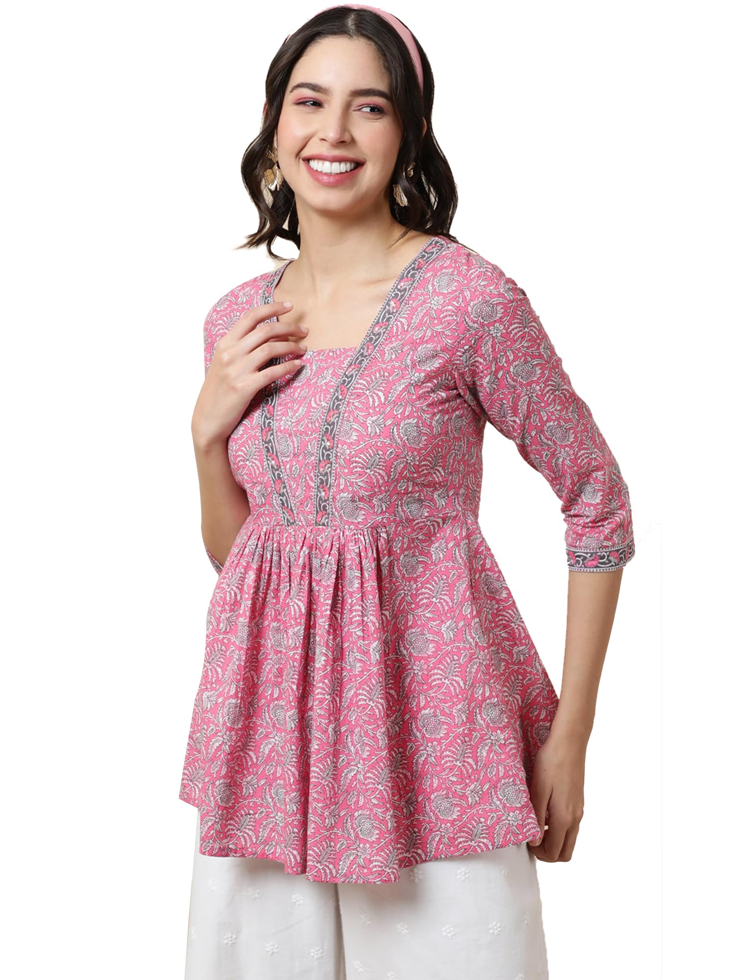 kimayra Women's Cotton Short Length Printed Square Neck Top-picture-41