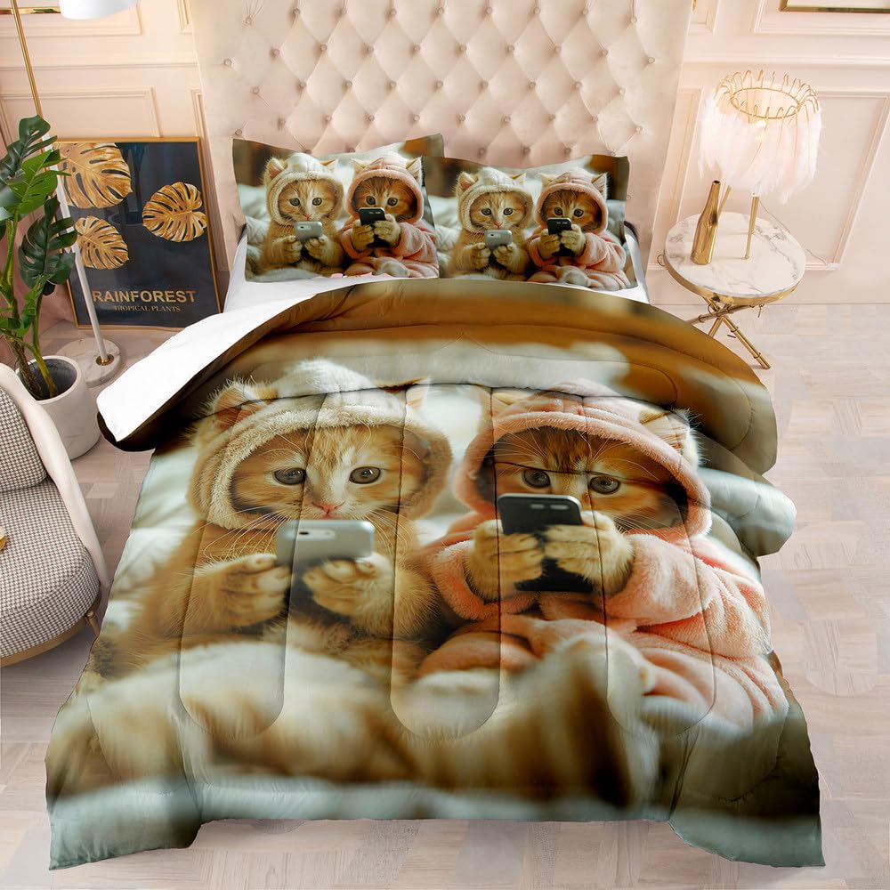 Couette chat jaune 200x200 cm : la douceur réconfortante contre le stress des nuits