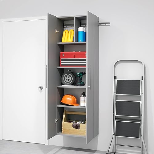 Miniatura 55 de Prepac HangUps - Armario de almacenamiento grande, color gris claro inmaculado de 36 pulgadas con estantes y puertas de almacenamiento, ideal para