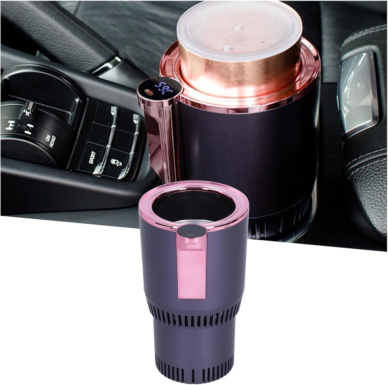Car Cooling Cup Warmer Cooler 2-in-1 Temperature Display Cup Holder Fit for Smart Cooling Heating Car Cup Coffee Beverage Car Accessory