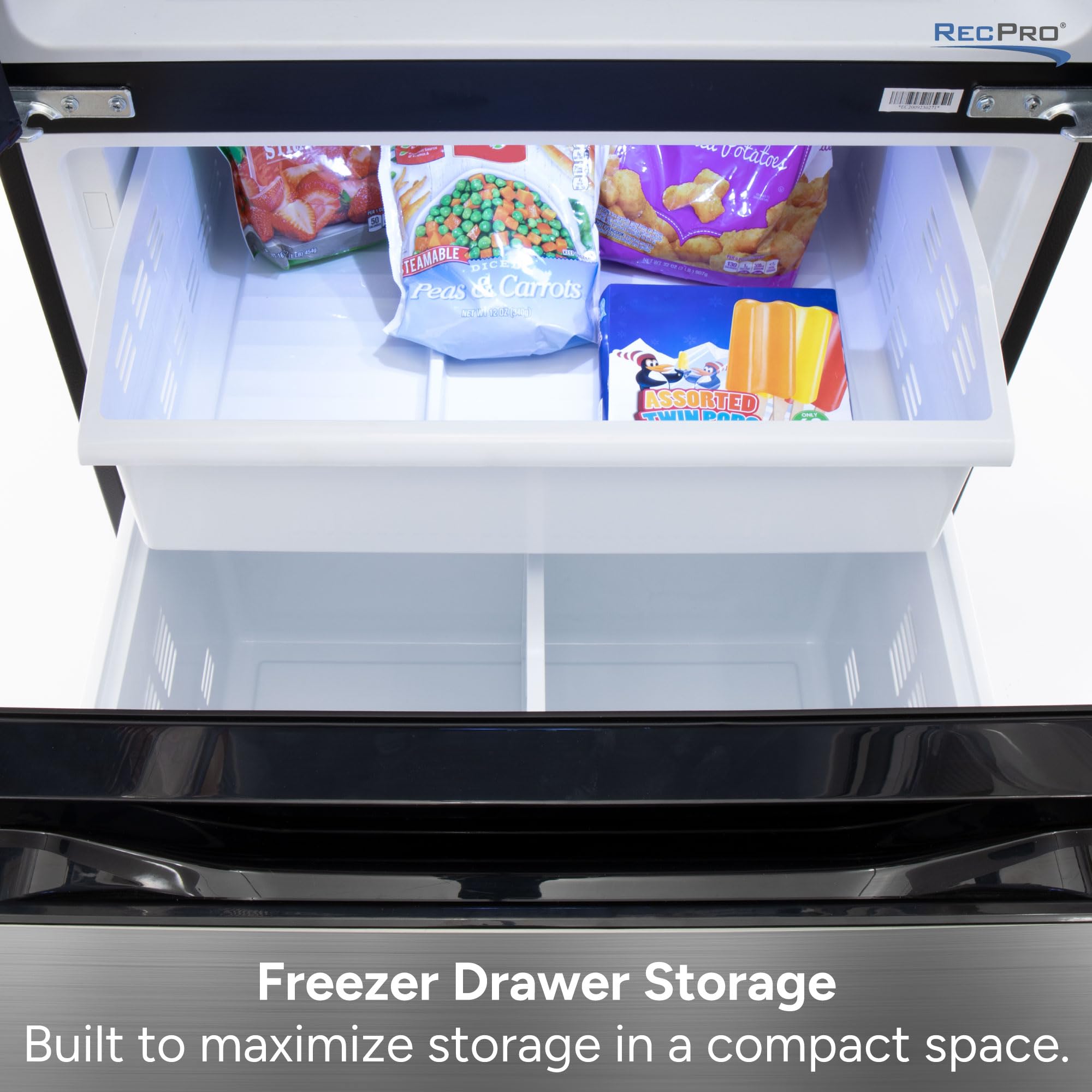 Recpro RV Refrigerator Stainless Steel | 16 Cubic Feet | 12-Volt | French Style Doors | Low Wattage on Fridge.com - View 3