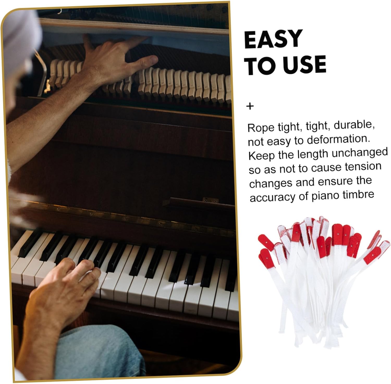 SUPVOX 250pcs Piano Tuning Ropes Leather Straps for Musical Instrument Repair for Students Professionals Convenient Replacement Accessories for Vertical Pianos