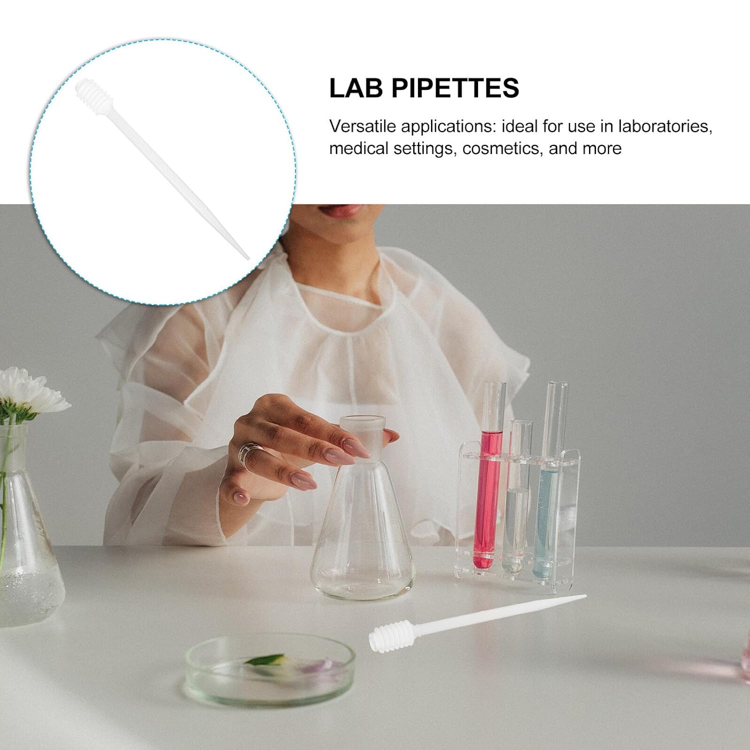 Alipis 50pcs Disposable 10ml Plastic Graduated Transfer Pipettes Squeeze Dropper for Lab Experiments, Essential Oils, and Sample Testing