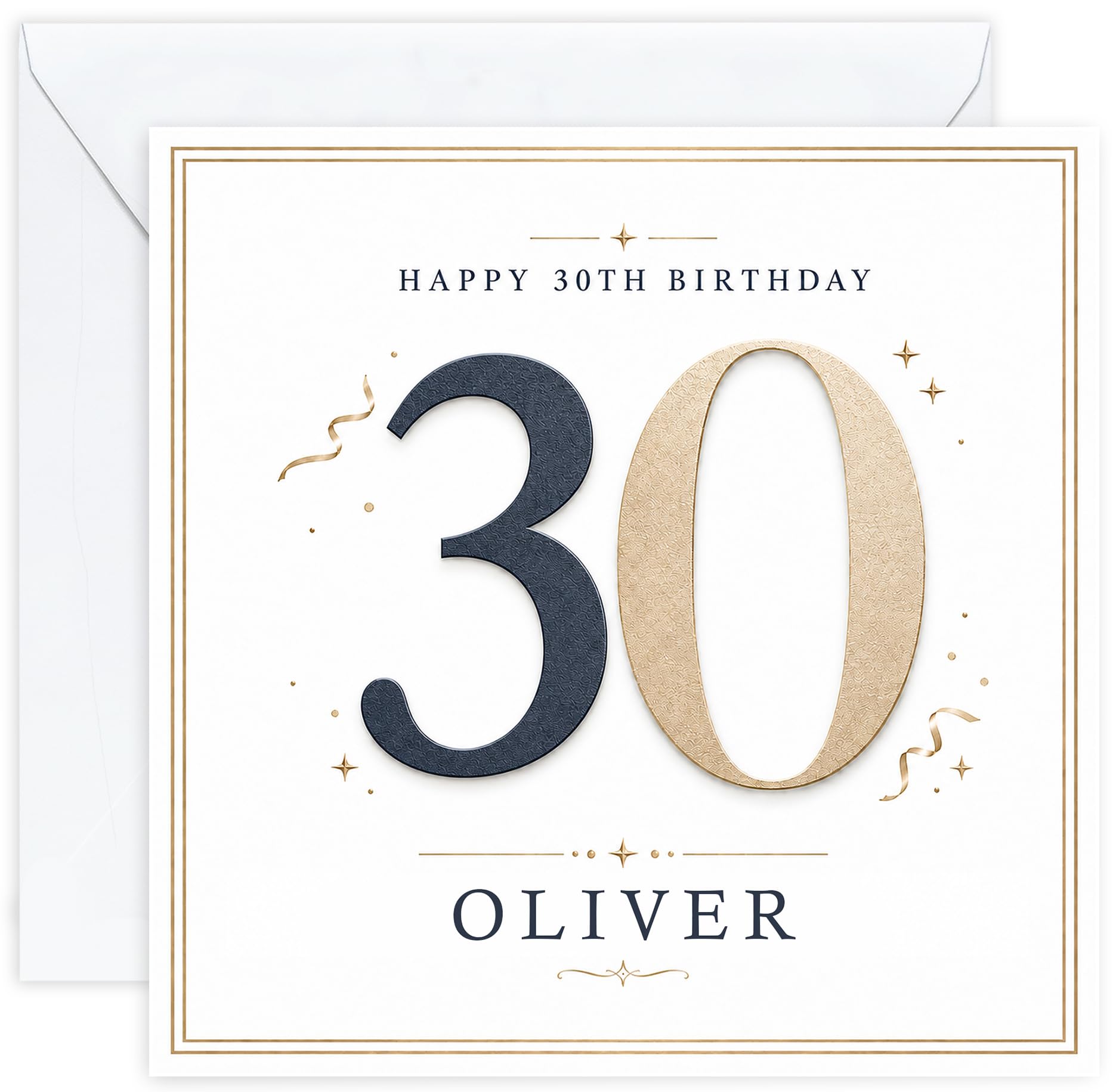 Personalised 30th Birthday Card for Him | Thirtieth Birthday Card for 30 Year Old Men | Son Brother Husband Boyfriend Friend | Male Birthday Card with Name (Design 02)