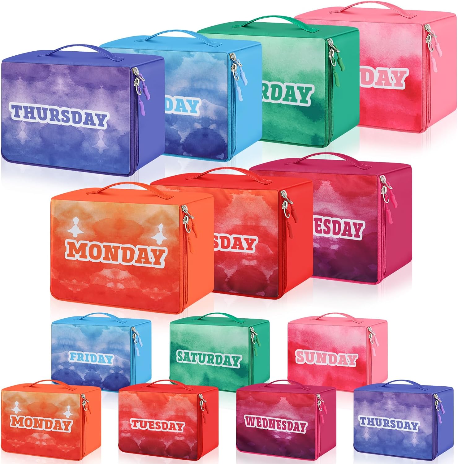 Paterr 14 Pcs Packing Cubes for Travel Kids Days of Week Compression Packing Cubes Colorful Luggage Organizers Suitcase Camp(10 x 8 x 5 Inch)