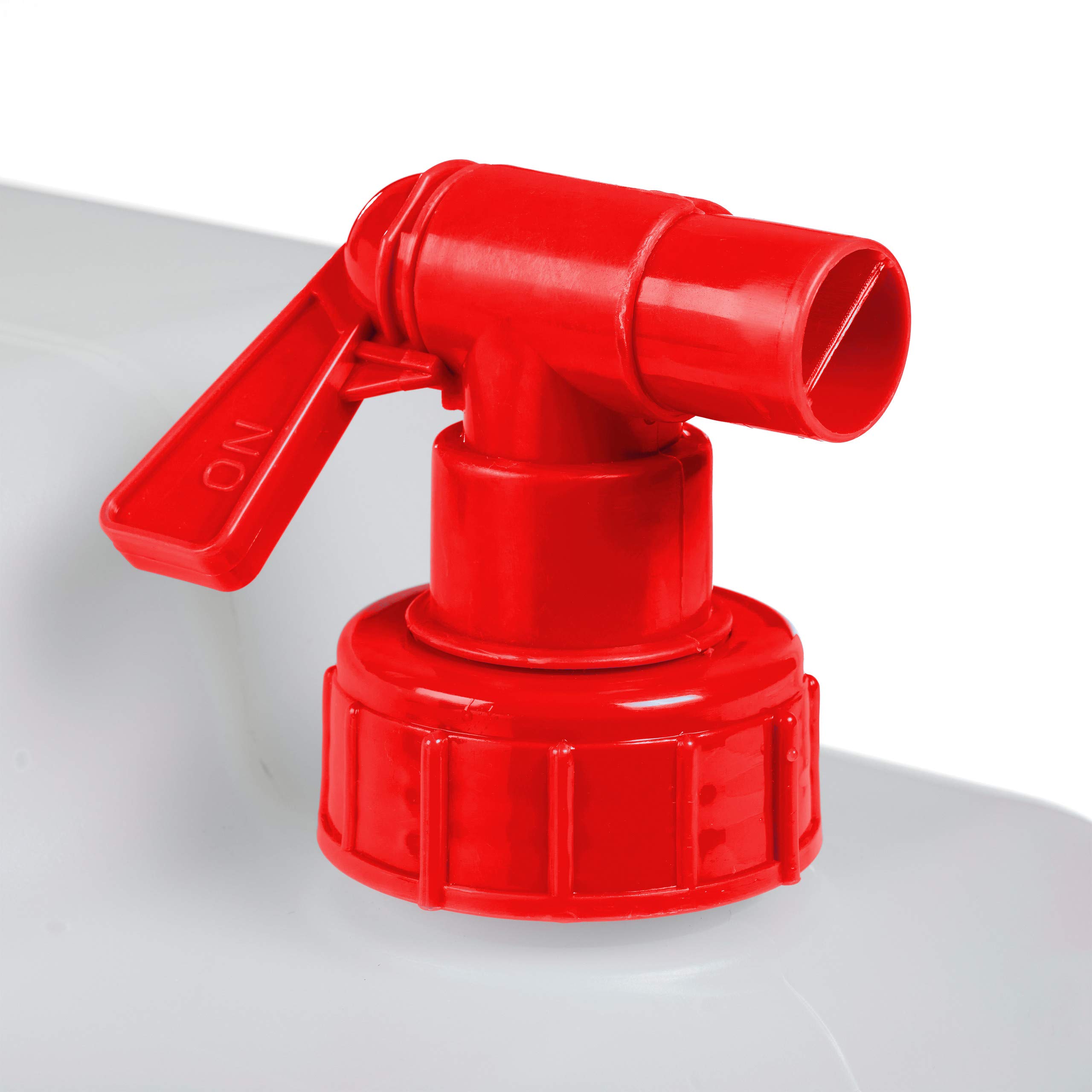 Relaxdays Bidón de agua con grifo, Tapa de rosca ancha, Accesorio de camping, 23L, Sin BPA, Blanco & Rojo, 1 Ud.