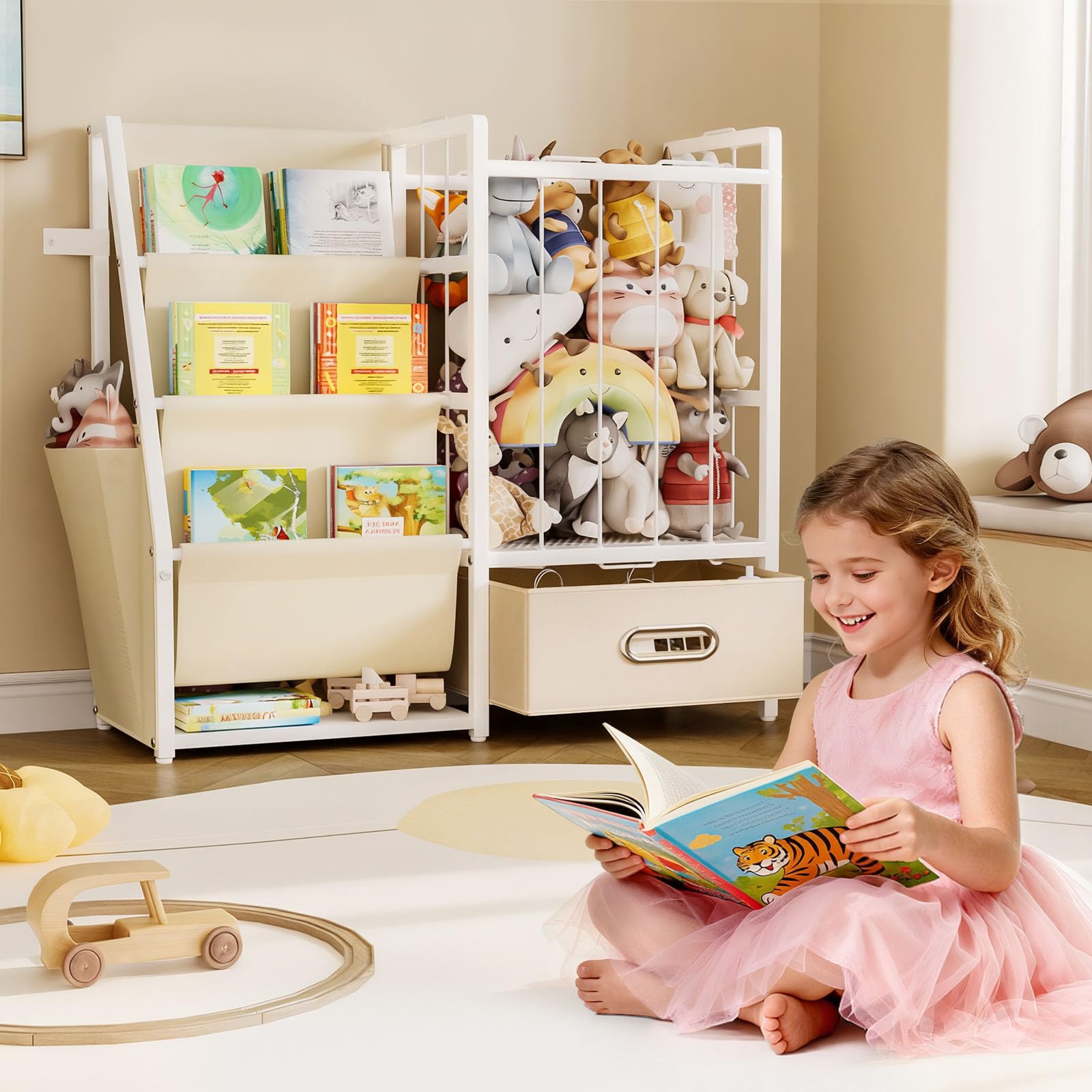 Yorbay Libreria per bambini, scaffale giocattolo, scaffale per bambini con 3 scomparti, scaffale per bambini per riporre libri fotografici e giocattoli, scaffale per bambini, adatto per cameretta dei