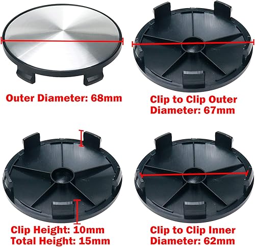 Miniatura 2 de Modengzhe Tapas centrales de rueda de 2.677 in, cubiertas centrales de llanta de 2.638 in, repuesto de lengüeta a orejeta compatible con BMW Series