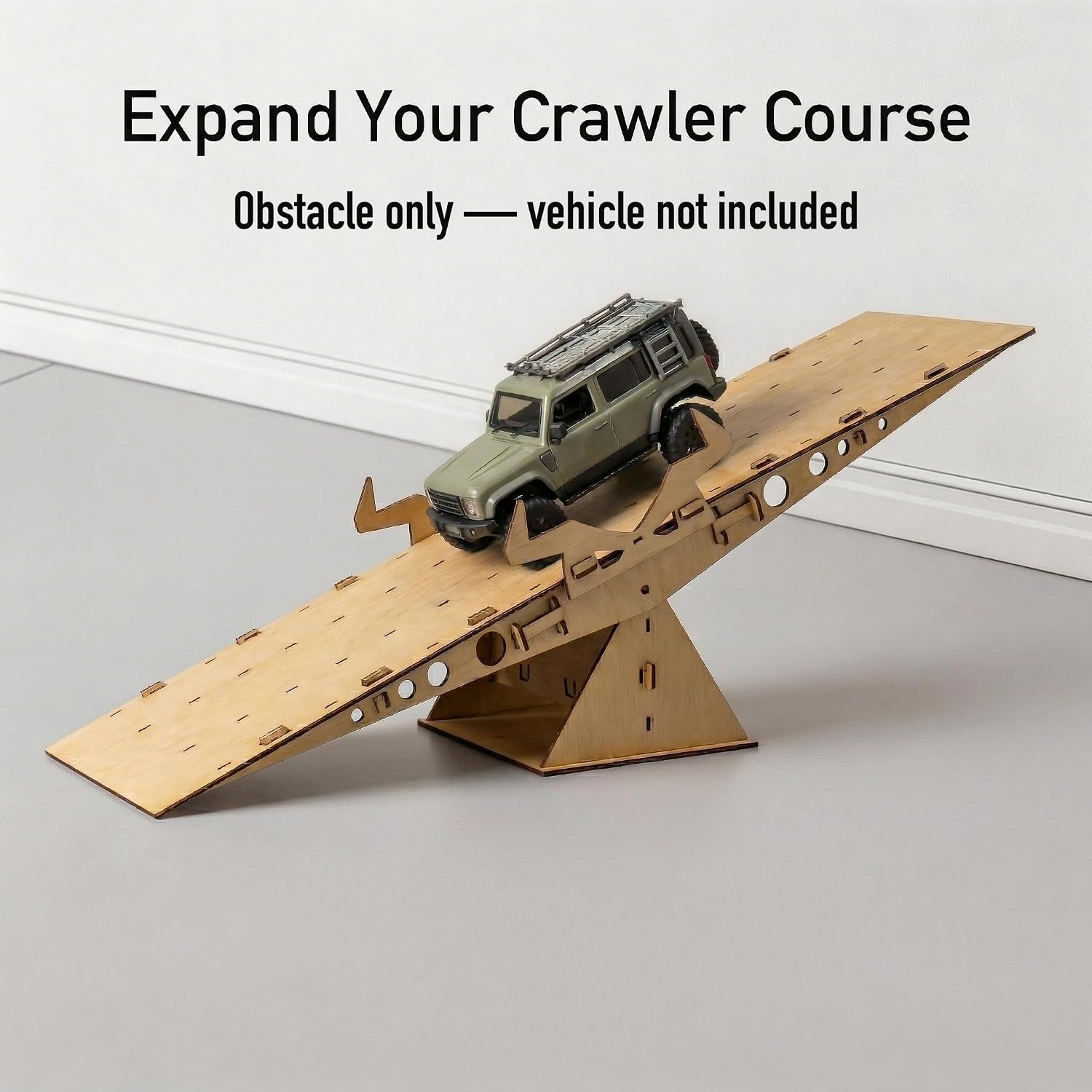 RC Crawler Balance Challenge Obstacle for 1/18 1/24 Scale, Wooden Teeter Totter Seesaw Ramp for Mini RC Crawlers, Indoor Tabletop Course Accessory, DIY Assembly